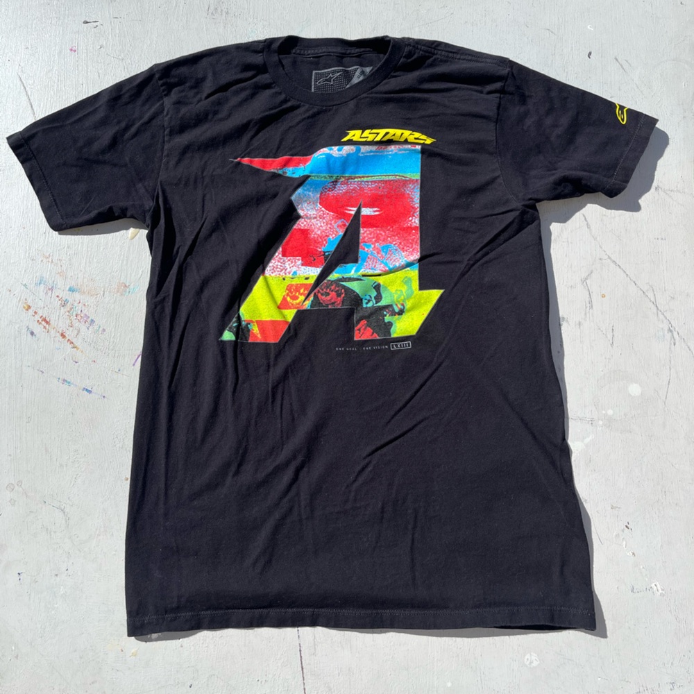 Men's Alpine‎ Stars T-Shirt Black Logo M Biker Coast Racer West Motocross Dirt